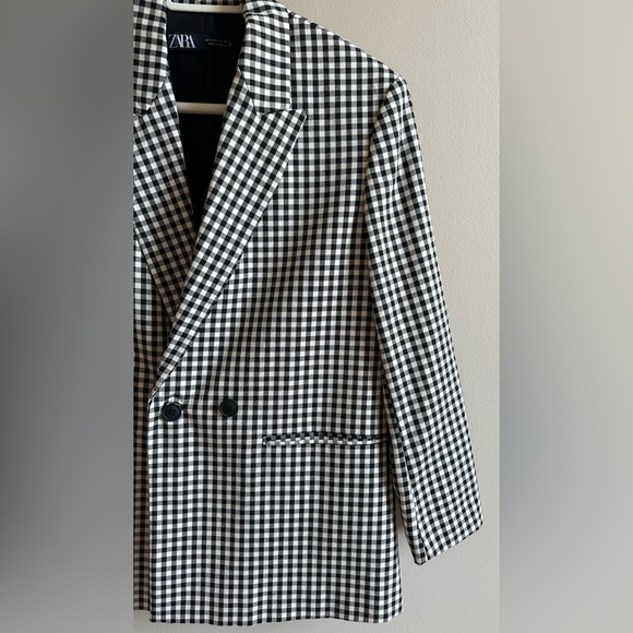 Zara Black and White Checkered Blazer - Size S - Picture 2 of 5